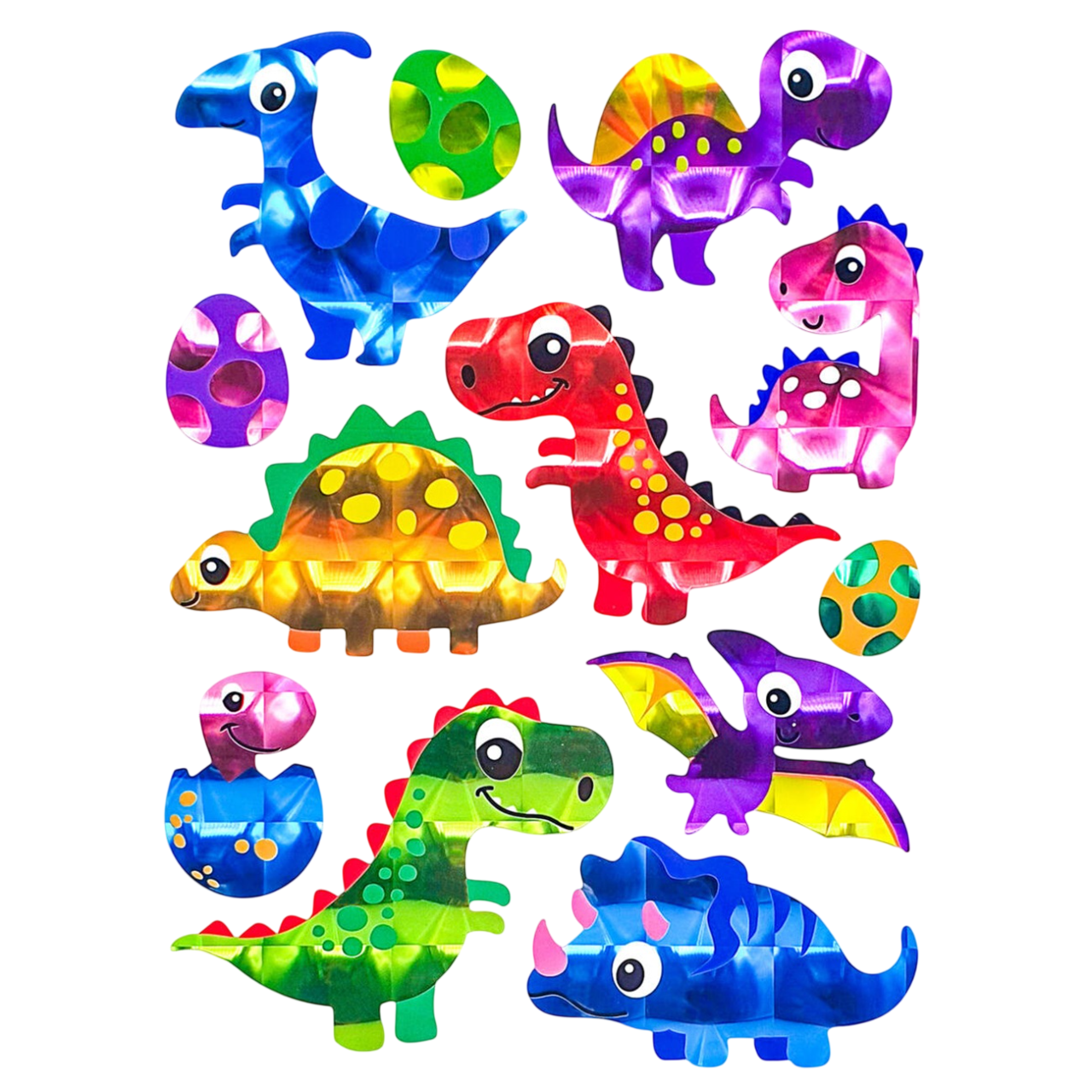 Stickers holographiques dinosaures – loisirs créatifs enfants. Canocea France
