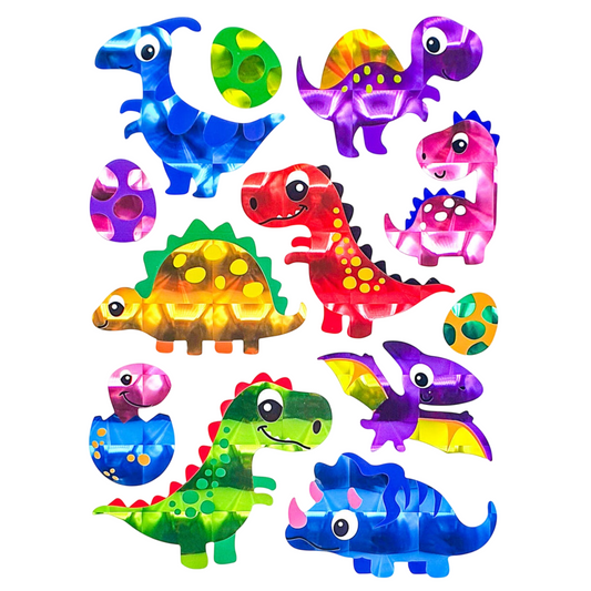 Stickers holographiques dinosaures – loisirs créatifs enfants. Canocea France