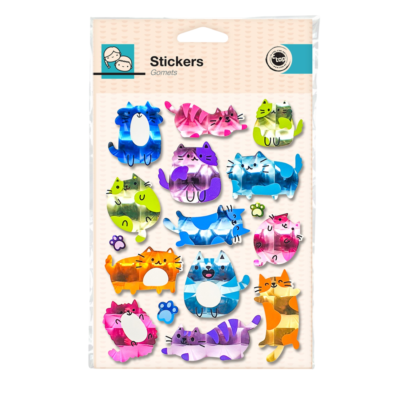 Stickers chats brillants effet arc-en-ciel. Canocea France