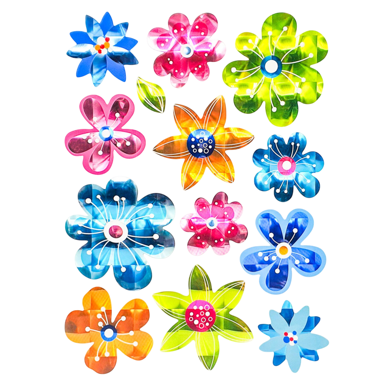 Stickers holographiques fleurs motifs floraux brillants. Canocea France