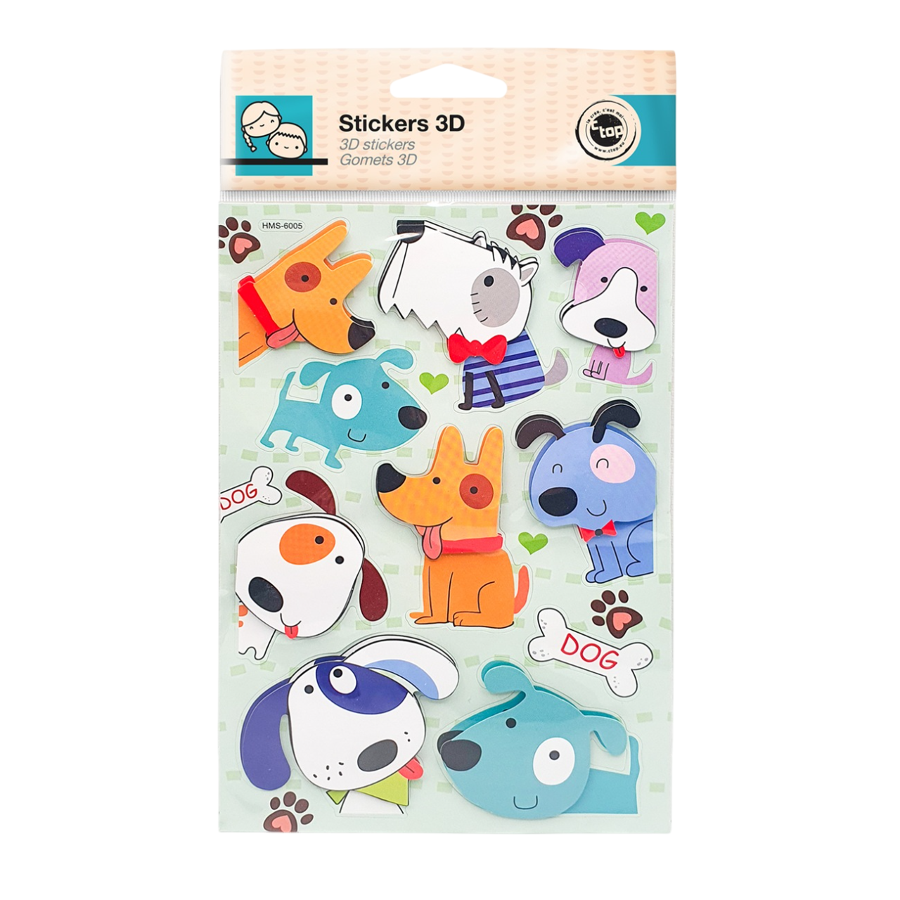 Lot de stickers chiens style bande dessinée. Canocea France