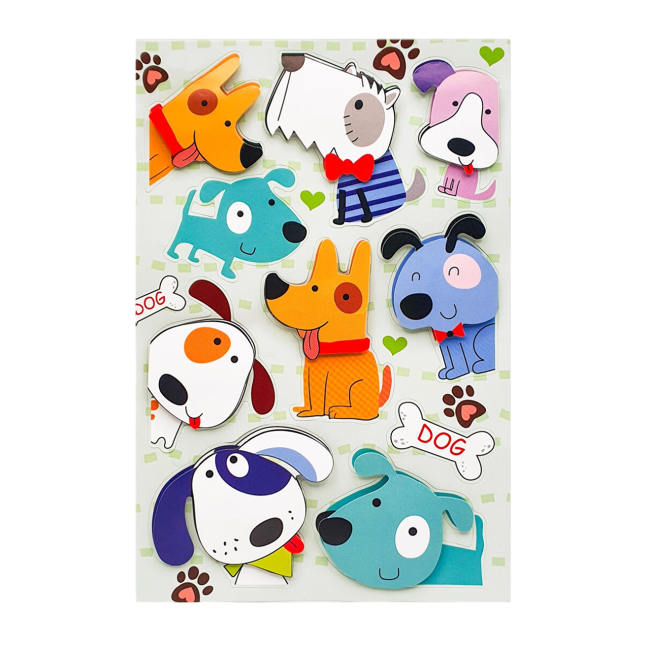 Stickers 3D papier chiens chiots rigolos colorés. Canocea France