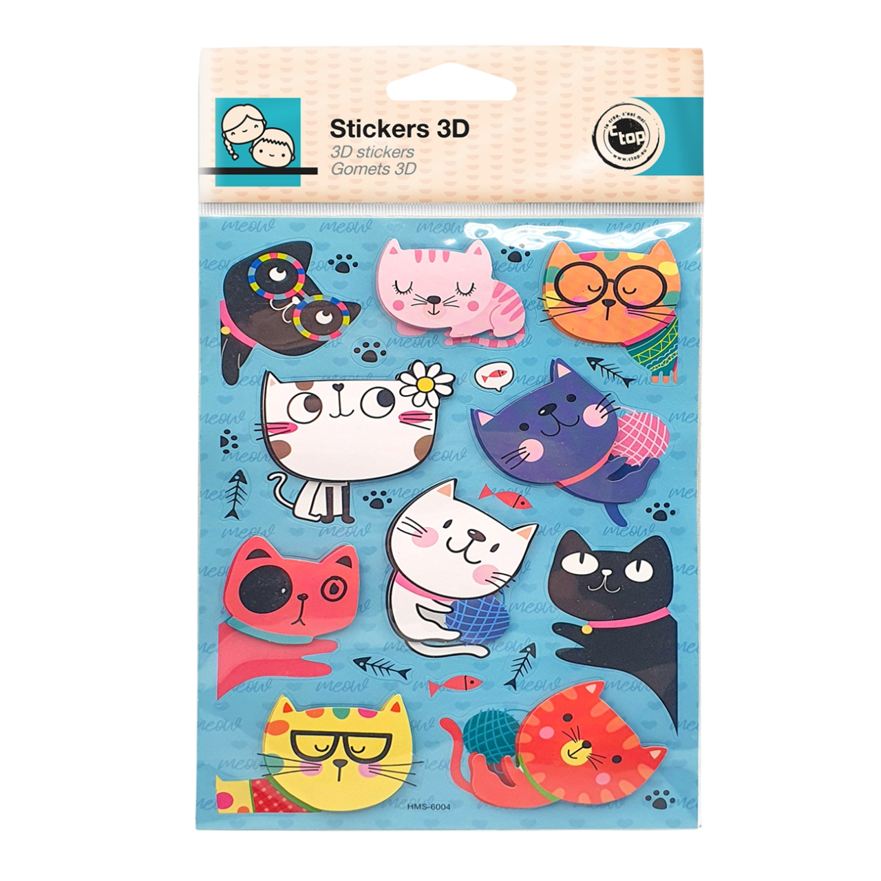 Lot de stickers chats effet relief. Canocea France