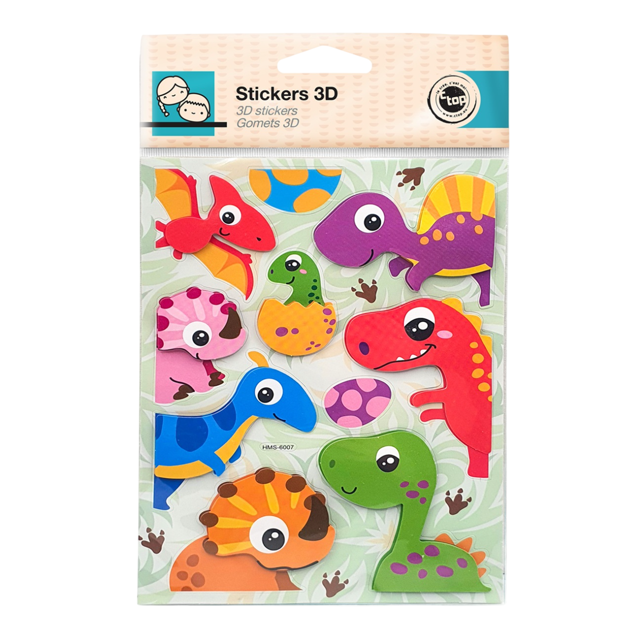 Lot de stickers dinosaures effet relief. Canocea France