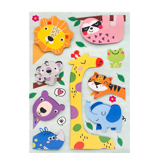 Stickers 3D papier animaux sauvages colorés. Canocea France