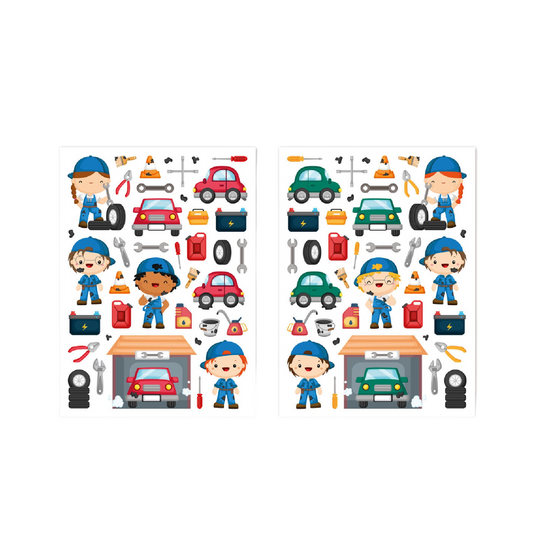 Gommettes garage - 78 pièces - de 0,7 à 6,2 cm