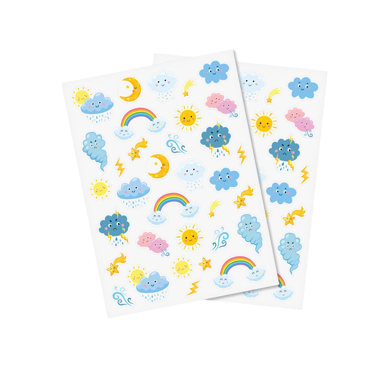 Gommettes Météo Kawaï - 68 pièces - de 1,4 à 5,2 cm
