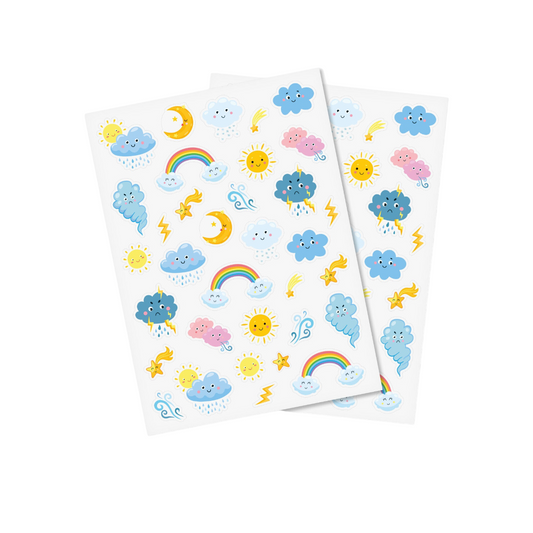 Gommettes Météo Kawaï - 68 pièces - de 1,4 à 5,2 cm