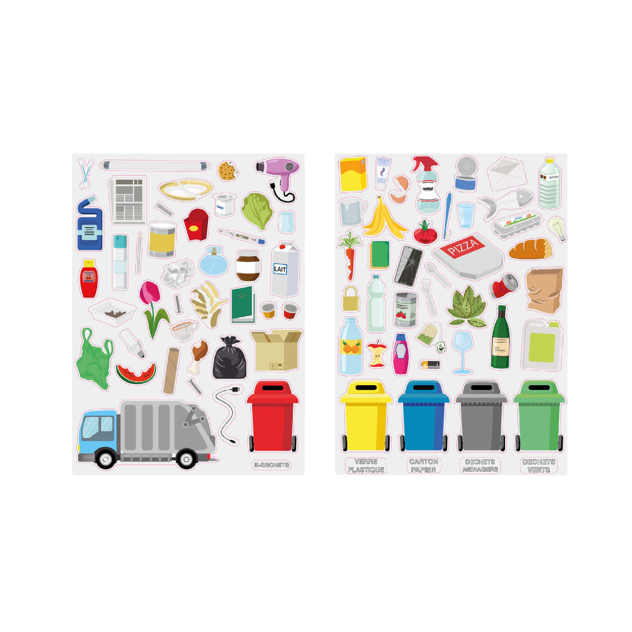 Gommettes tri sélectif - 85 pièces - de 0,7 à 4,9 cm