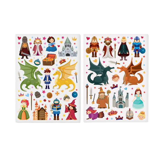 Gommettes Médiéval Chevaliers Princesse - 133 pièces - de 0,4 à 8,2 cm