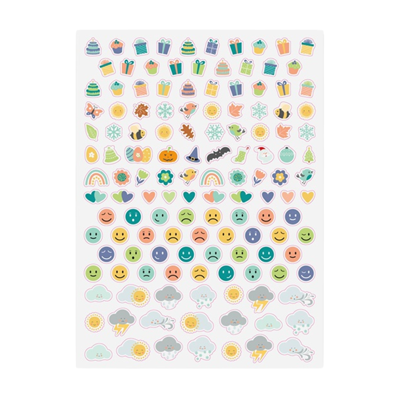 Planches de gommettes organisation colorées pour agenda et bulletin journal, 363 autocollants. Canocea France