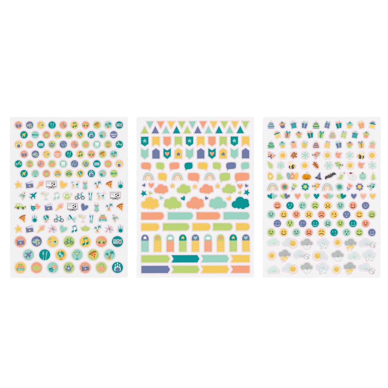 Lot de 363 gommettes organisation colorées pour agenda, tailles de 0,6 à 1,7 cm. Canocea France