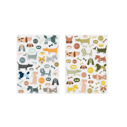 Gommettes Chien - multicolore pastel - 87 pièces - de 0,6  à  4,7 cm