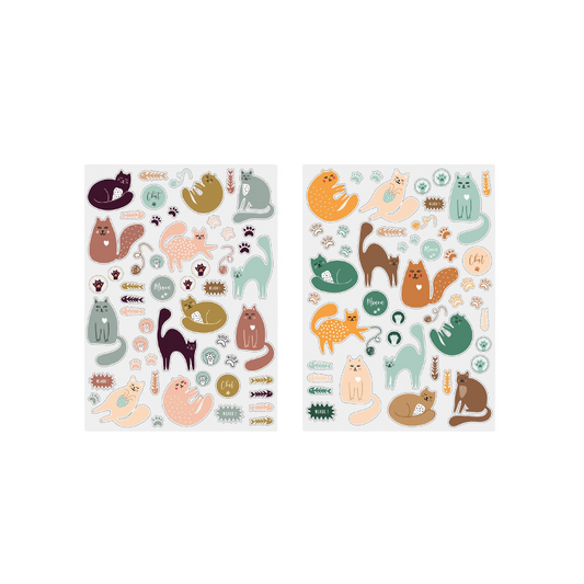 Gommettes Chats - pastel - 101 pièces - de 0,8 à  5,7 cm