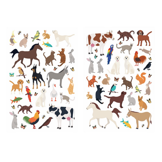 Gommettes animaux domestiques – 73 autocollants colorés de 1 à 5,5 cm avec chiens, chats, lapins et autres animaux pour activités éducatives et créatives - canocea
