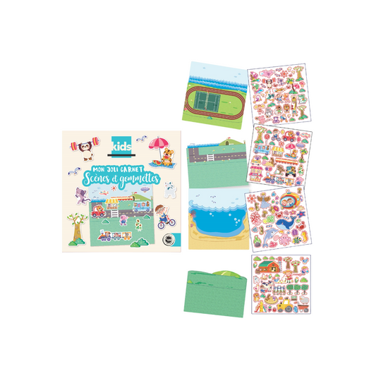 Kit Gommettes repositionnables activités - 130  stickers - 4 scènes de 21 x21 cm
