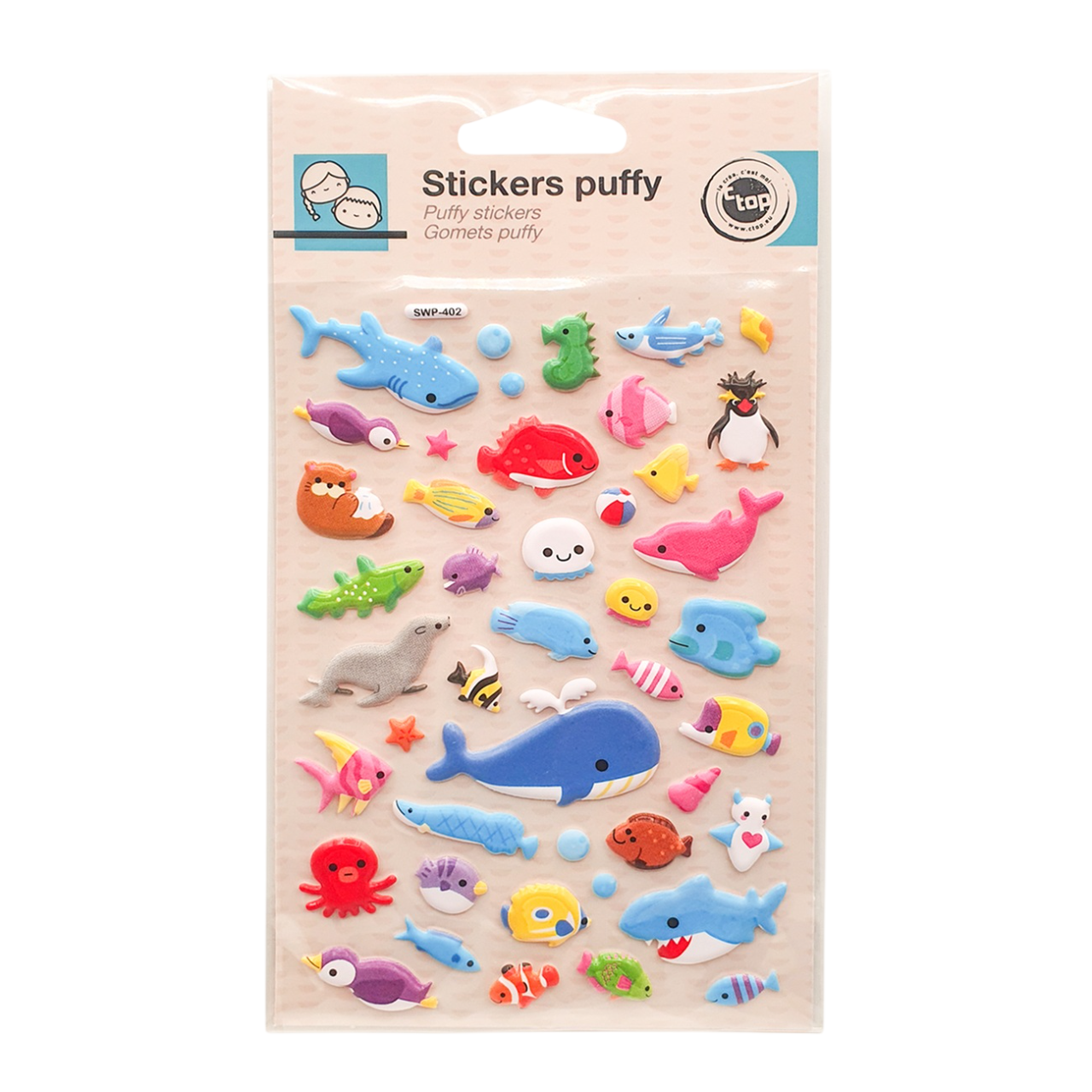 44 gommettes animaux de la mer relief. Canocea France