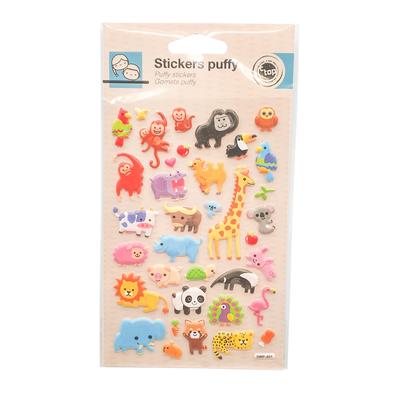 37 gommettes relief animaux de la jungle. Canocea France