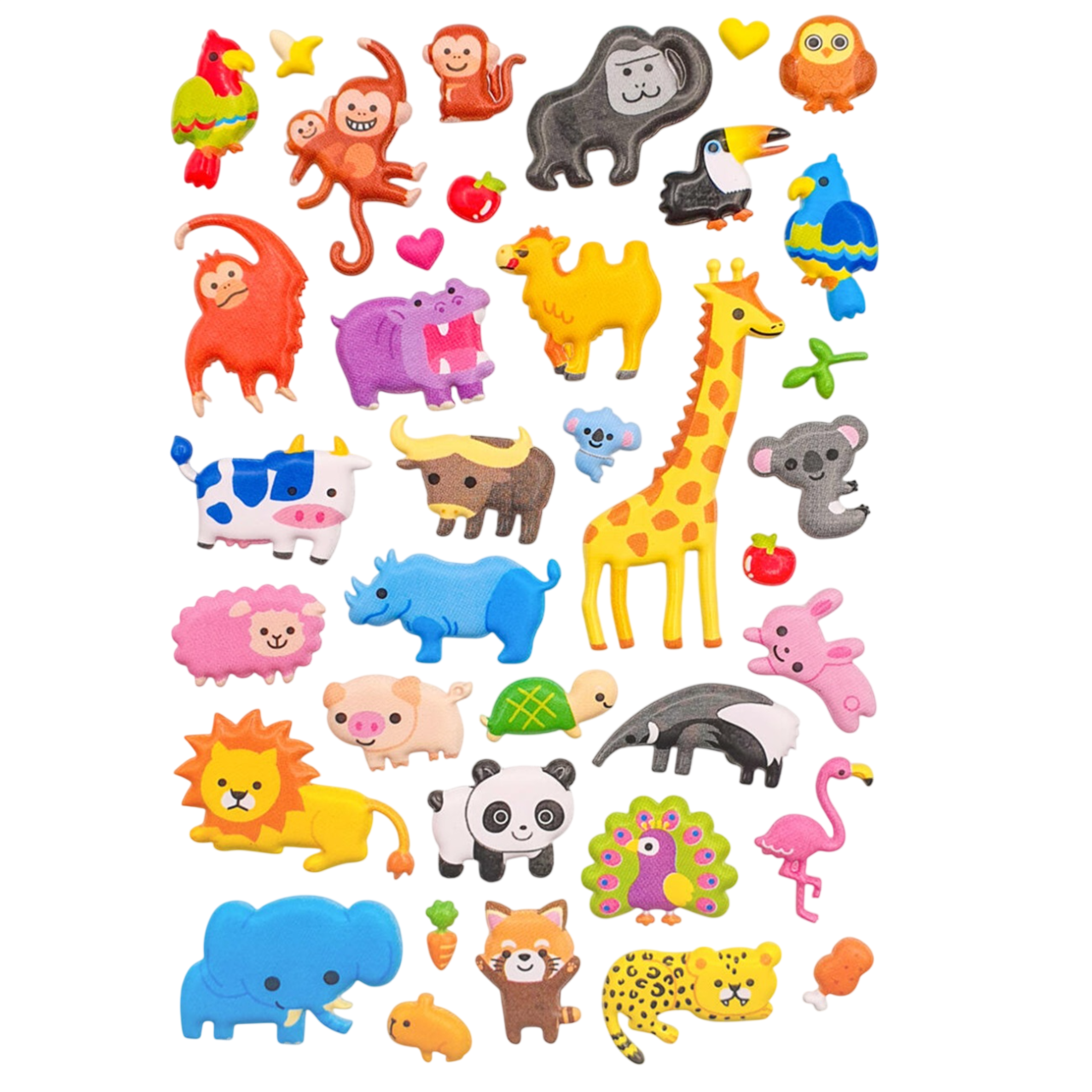 Mini stickers 3D puffy animaux sauvages 37 pièces DIY. Canocea France