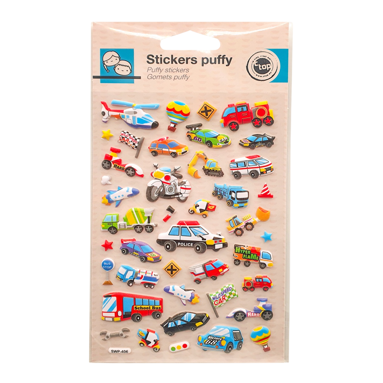 40 gommettes transport relief aspect mousse. Canocea France