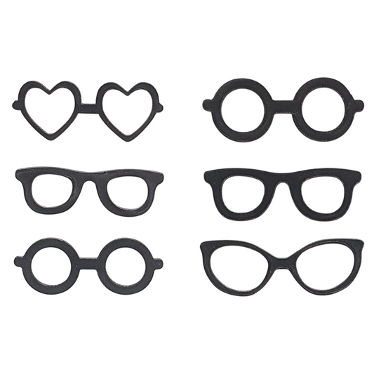 Stickers 3D lunettes noirs 4 x 1,5 cm lot de 6. Canocea France