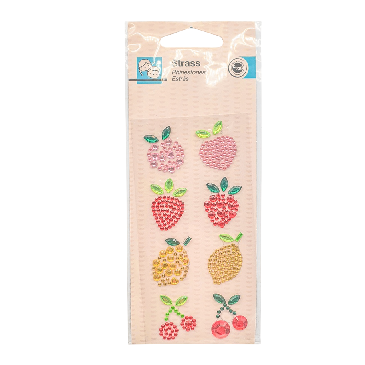 Stickers fruits scintillants 2 x 2,5 cm lot de 8. Canocea France