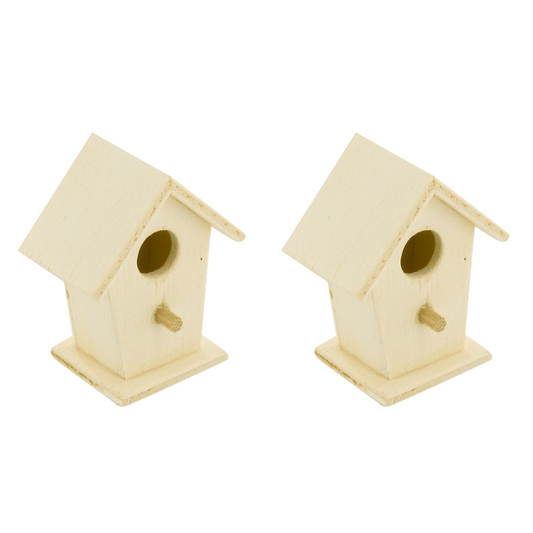Nichoirs miniatures en bois naturel, lot de 2, 4 x 3,5 x 2,5 cm pour loisirs créatifs. Canocea France