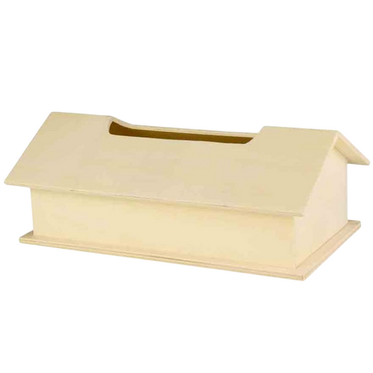 Boite mouchoir forme maison avec couvercle - bois naturel - 29 x 16,5 x 11 cm - personnalisable