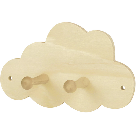 Patère nuage - bois naturel - 13 x 8 x 4.2 cm - personnalisable