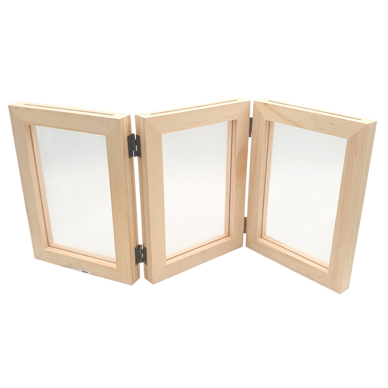 Cadre triptyque double face en bois naturel avec photos et citations. Cancea France