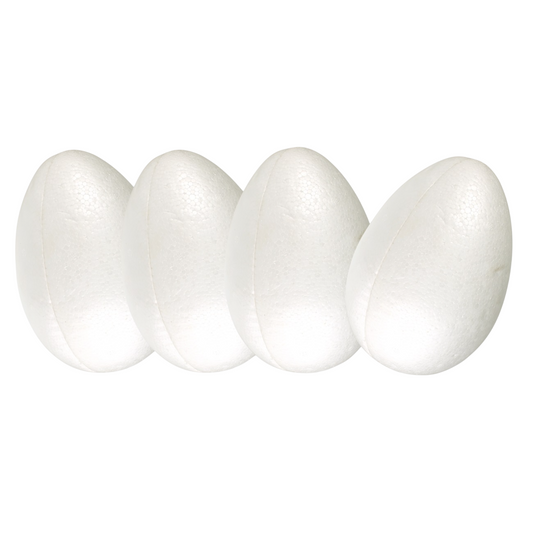 Lot de 4 œufs en polystyrène blanc 4 x 6 cm à peindre et décorer pour Pâques et loisirs créatifs; Canocea France