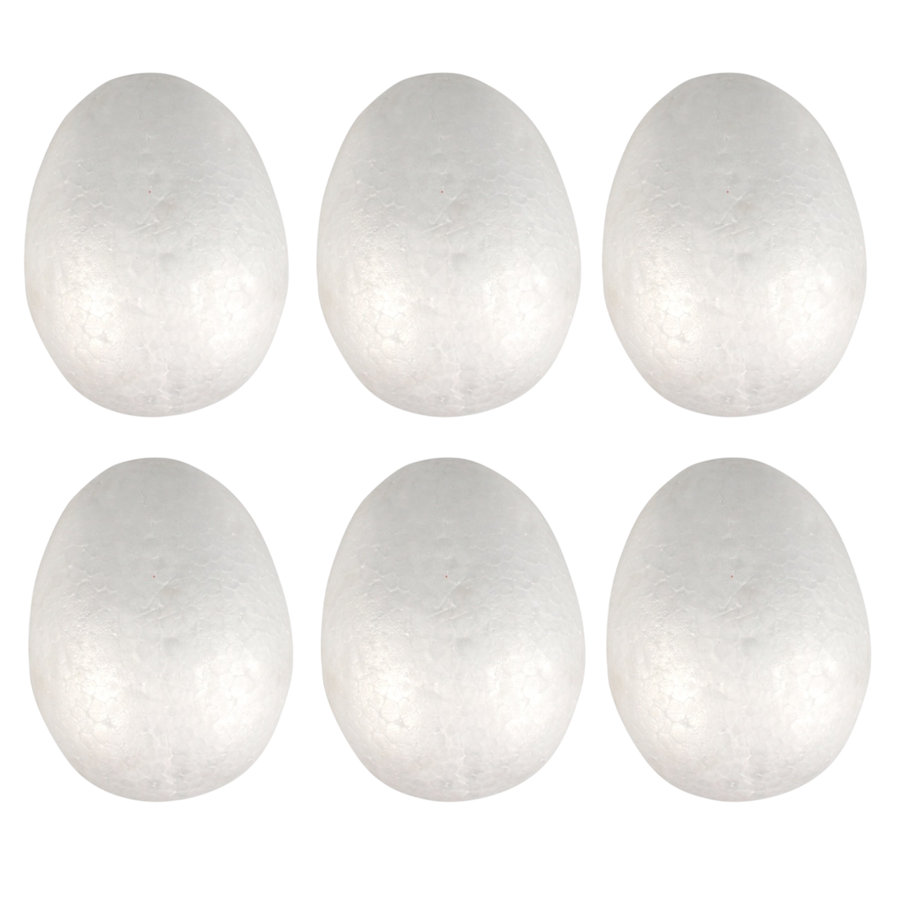 Lot de 6 œufs en polystyrène blanc 4,5 x 7 cm à peindre et décorer pour Pâques et loisirs créatifs. Canocea France