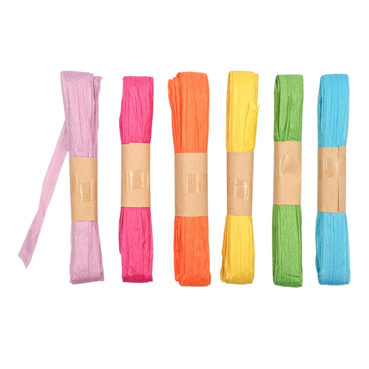 raphia papier pastel multicolore rouleaux DIY. Canocea France
