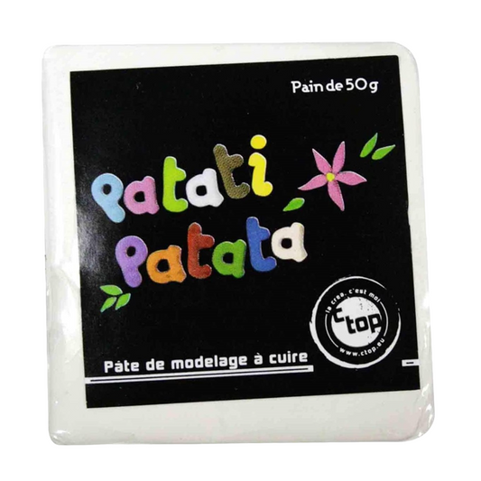 Pâte à modeler fine souple - à cuire blanc - 50g - Pâte polymère - Patati patata