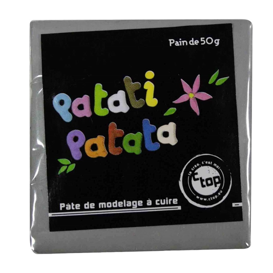 Pâte à modeler fine souple - à cuire gris - 50g - Pâte polymère - Patati patata
