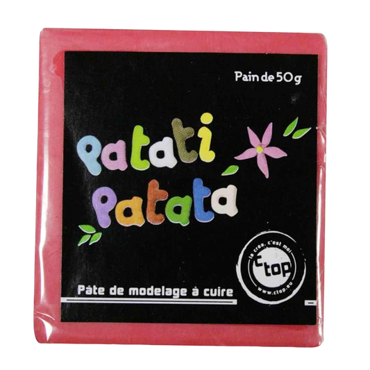 Pâte à modeler fine souple - à cuire rose fraise - 50g - Pâte polymère - Patati patata