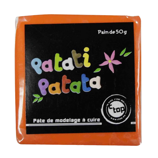 Pâte à modeler fine souple - à cuire orange - 50g - Pâte polymère - Patati patata