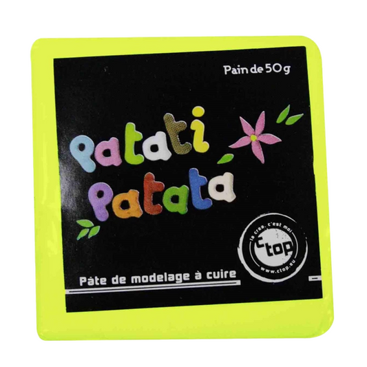 Pâte à modeler fine souple - à cuire jaune fluo - 50g - Pâte polymère - Patati patata