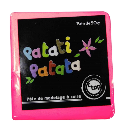 Pâte à modeler fine souple - à cuire rose fluo - 50g - Pâte polymère - Patati patata