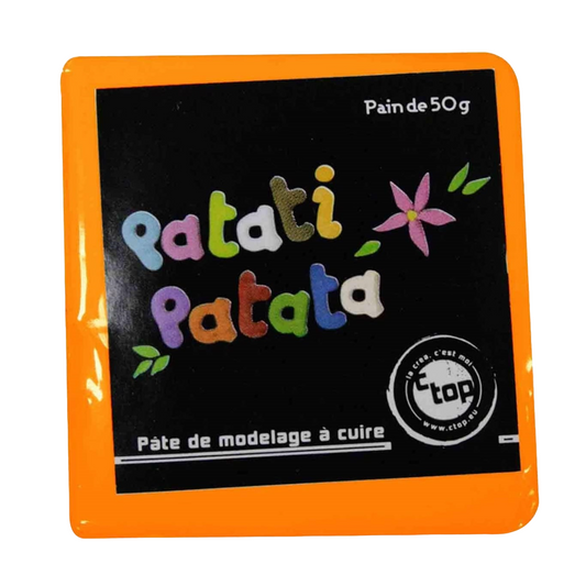 Pâte à modeler fine souple - à cuire orange fluo - 50g - Pâte polymère - Patati patata