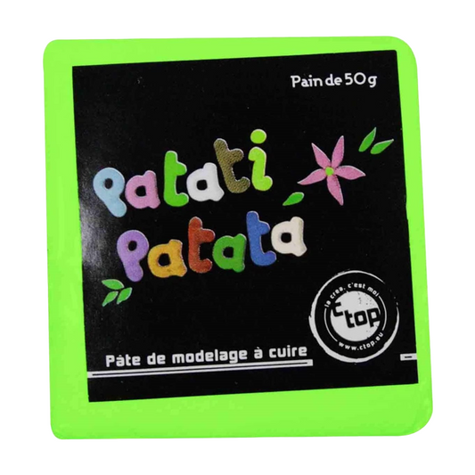 Pâte à modeler fine souple - à cuire vert fluo - 50g - Pâte polymère - Patati patata