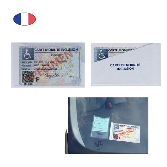 Support adhésif pour carte Mobilité Inclusion – format carte handicapé – transparent et fabriqué en France – à coller dans un véhicule - CANOCEA
