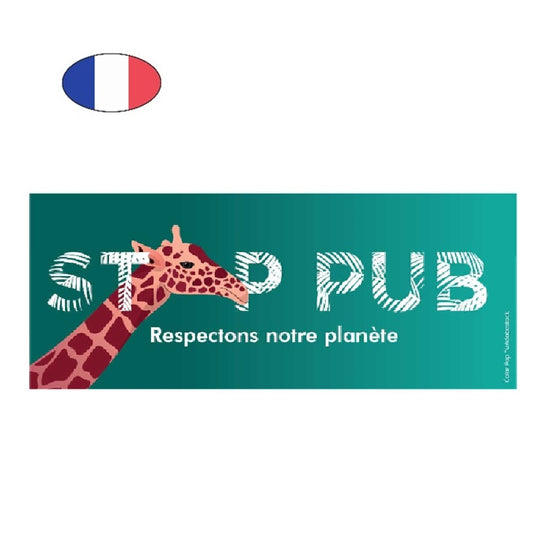 Autocollant "STOP PUB" Girafe - Résiste aux UV - Fabriqué en France