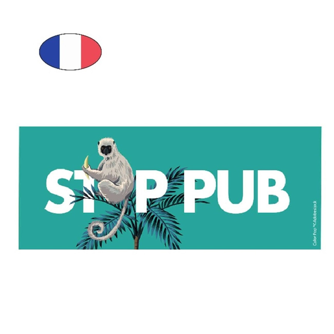 Autocollant STOP PUB singe – résistant aux UV – fabriqué en France – adhésif boîte aux lettres fantaisie - canocea

