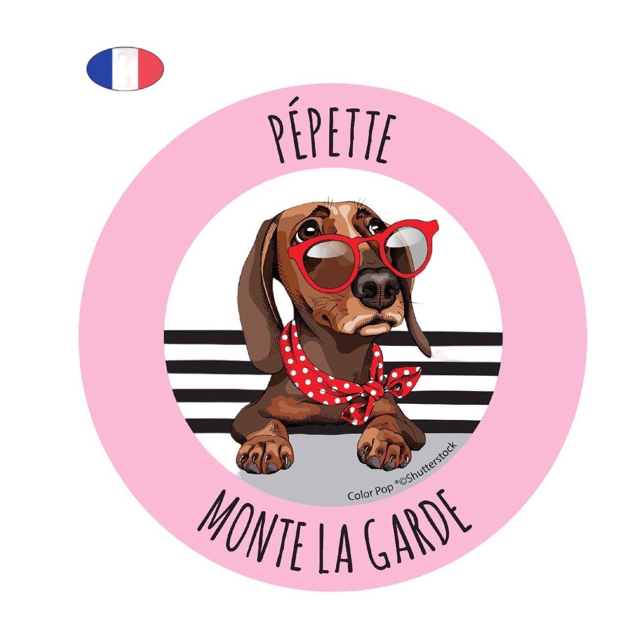 Disque de signalisation “Pépette monte la garde” – panneau humoristique chien de garde – résistant aux UV et aux intempéries – fabriqué en France - Canocea