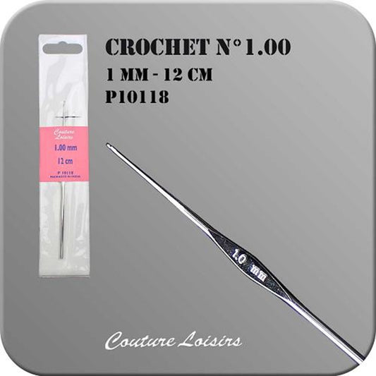 Crochet - métal - Taille 1 mm x 12 cm - argenté