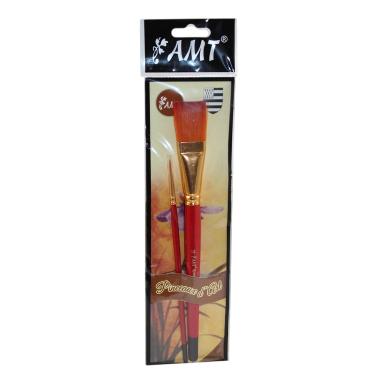 Set de 2 pinceaux peinture rond et plat en fibres synthétiques. Canocea France