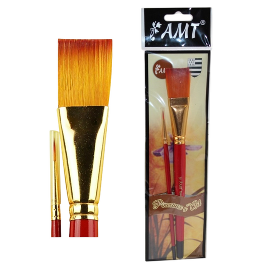 set 2 pinceaux - 1 rond n°2 et 1 plat n°12 - pour peinture acrylique et huile - canocea