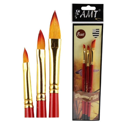 set de 3 pinceaux biseautés n2,4 et 6 pour peinture acrylique et huile-canocea
