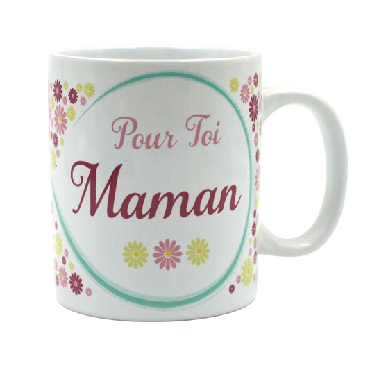 Mug "Pour toi maman" (texte à l'arrière) - Porcelaine - D8cm H10cm